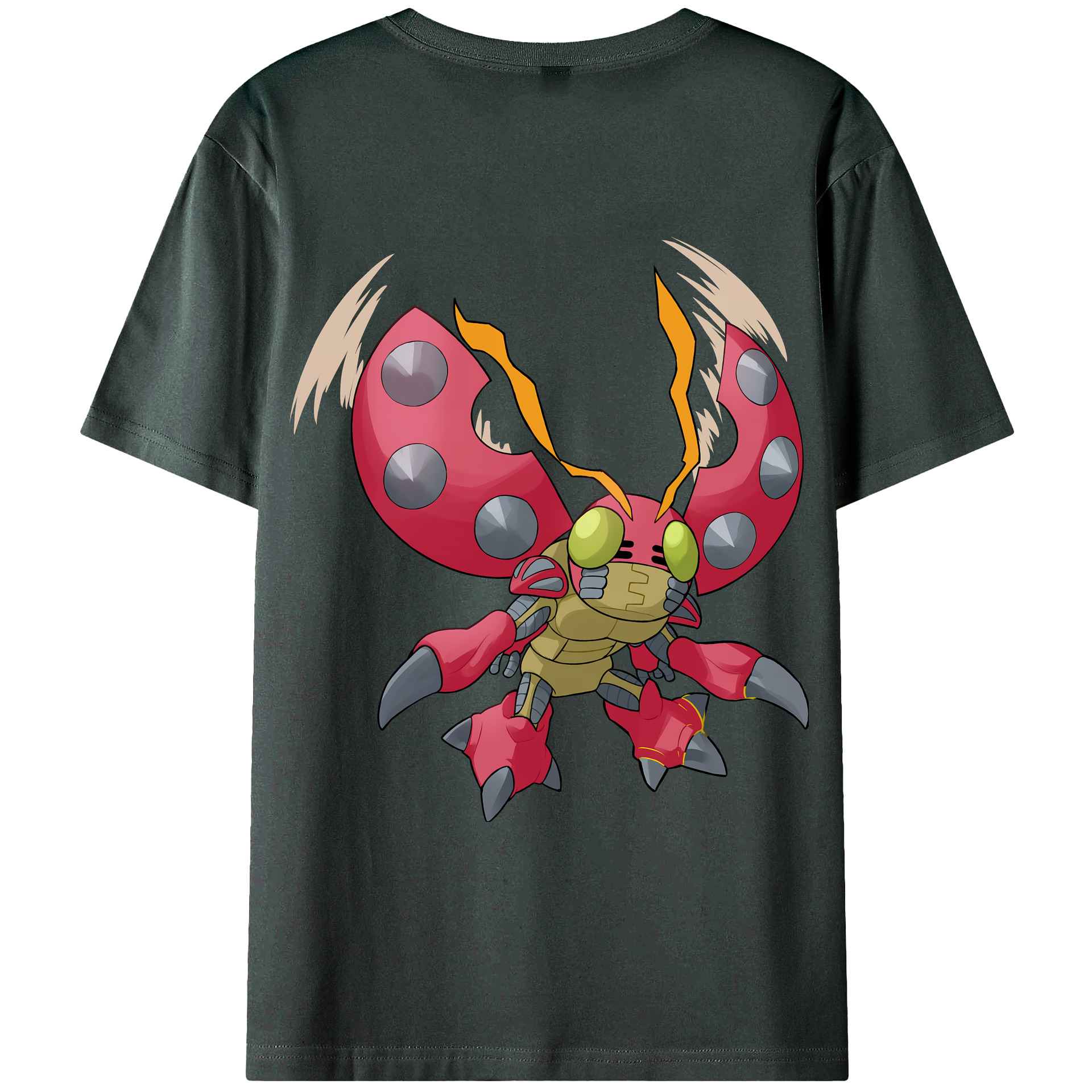 （画像用） Digimon デジタルモンスター/デジモン 綿100％ メンズ半袖Tシャツ（バックプリント） 通気性